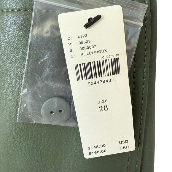 Anthropologie Maeve Colette Cropped Wide Leg Pants Faux Leather Holly Green 28 - Picture 9 of 12